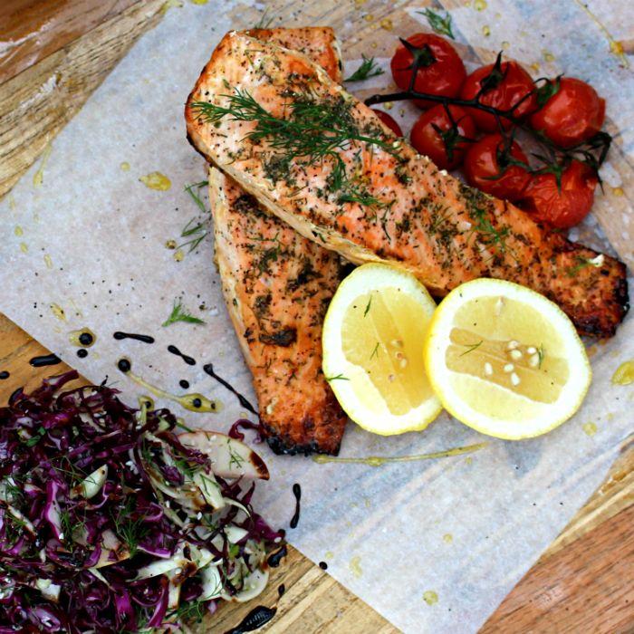 Baked salmon with fennel & tomatoes