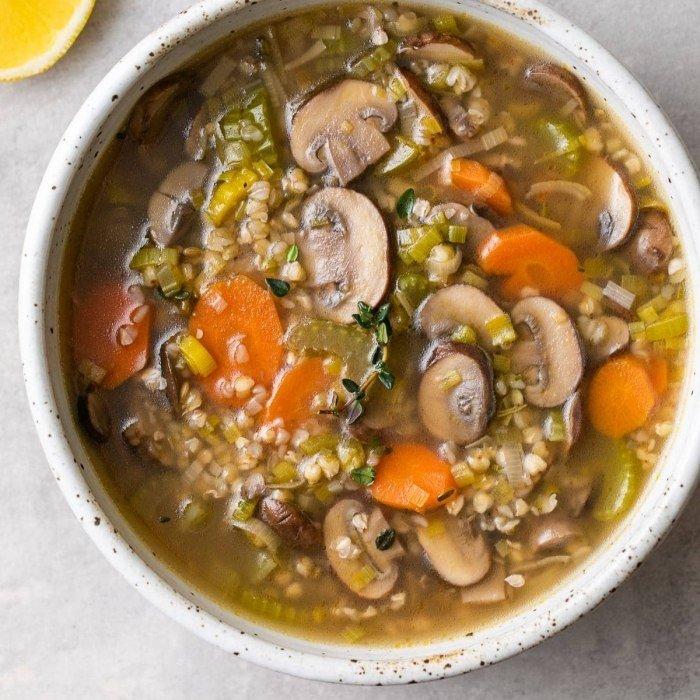 Mushroom soup with buckwheat